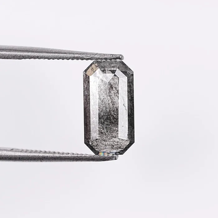 1.22 CT Elongated Emerald Cut Salt & Pepper Loose Diamond