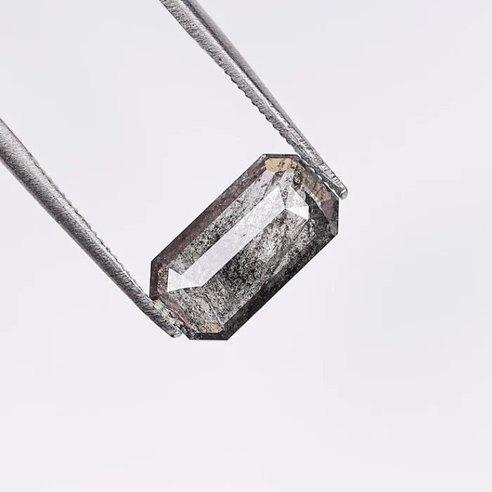 1.22 CT Elongated Emerald Cut Salt & Pepper Loose Diamond
