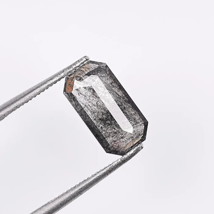 1.22 CT Elongated Emerald Cut Salt & Pepper Loose Diamond
