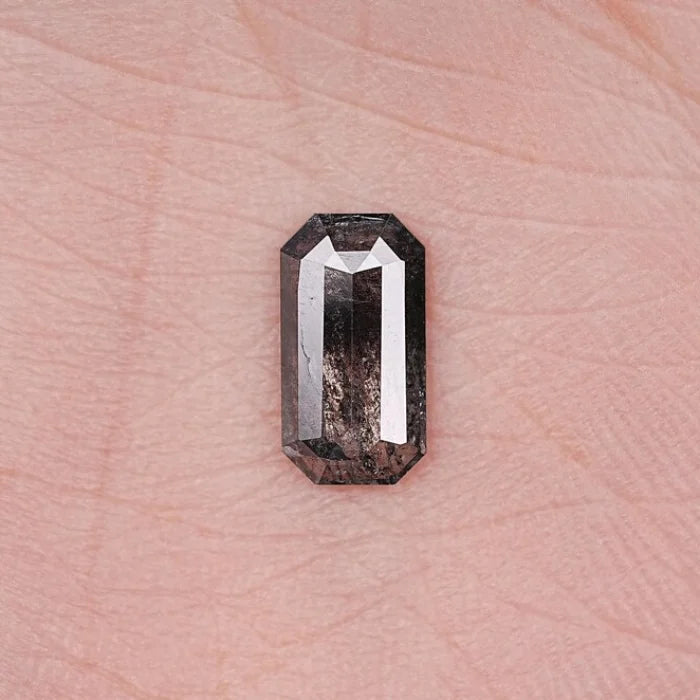 1.22 CT Elongated Emerald Cut Salt & Pepper Loose Diamond