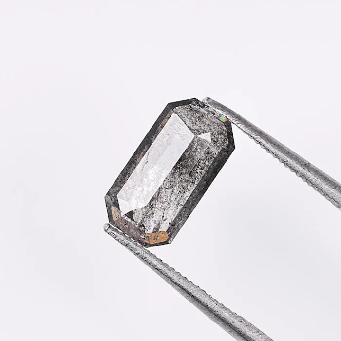1.22 CT Elongated Emerald Cut Salt & Pepper Loose Diamond