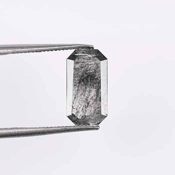 1.22 CT Elongated Emerald Cut Salt & Pepper Loose Diamond