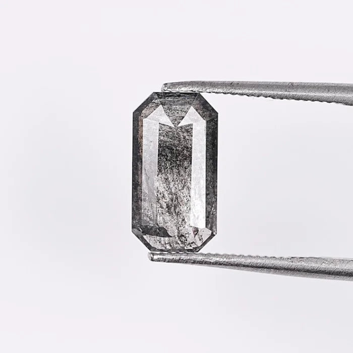 1.22 CT Elongated Emerald Cut Salt & Pepper Loose Diamond