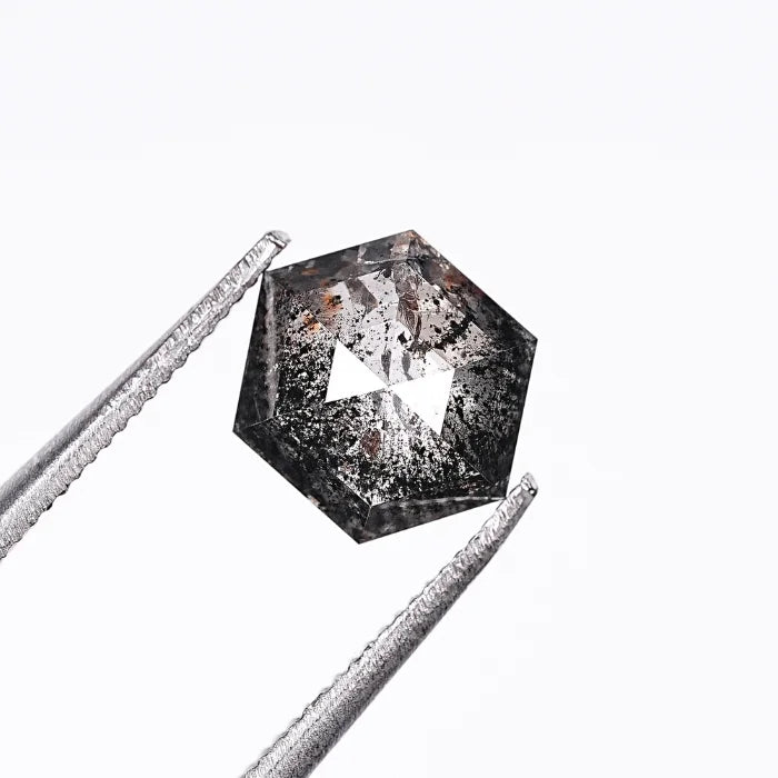 1.26 CT, Hexagon Shape Salt & Pepper Diamond