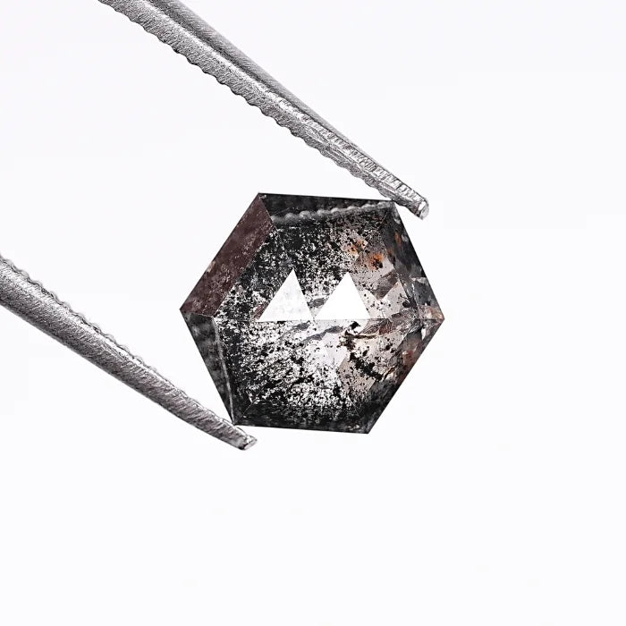 1.26 CT, Hexagon Shape Salt & Pepper Diamond