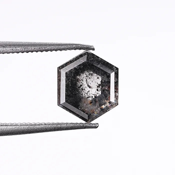 1.26 CT, Hexagon Shape Salt & Pepper Diamond