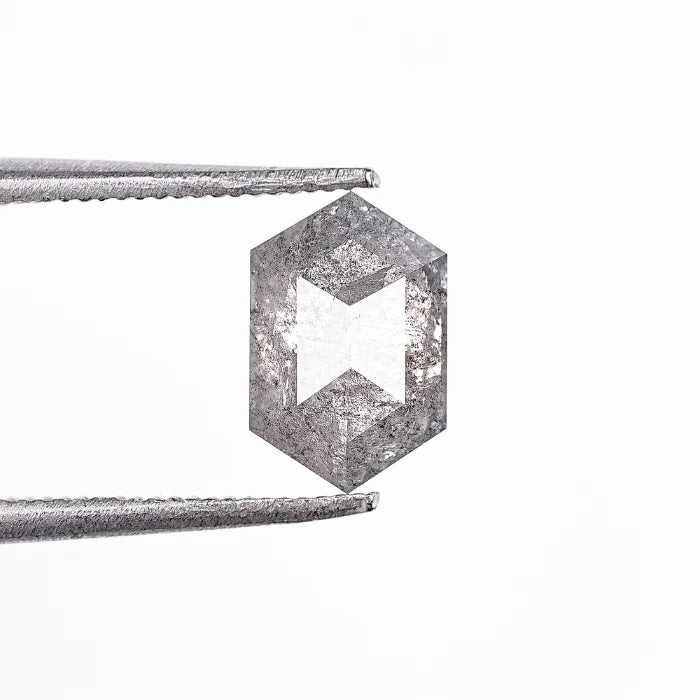 1.28 CT, Hexagon Geometric Shape Gray Salt & Pepper Diamond