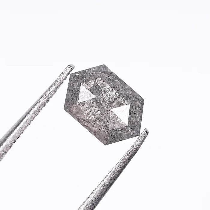 1.28 CT, Hexagon Geometric Shape Gray Salt & Pepper Diamond