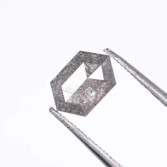 1.28 CT, Hexagon Geometric Shape Gray Salt & Pepper Diamond
