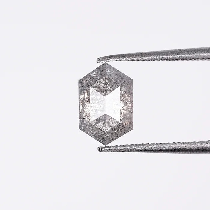 1.28 CT, Hexagon Geometric Shape Gray Salt & Pepper Diamond