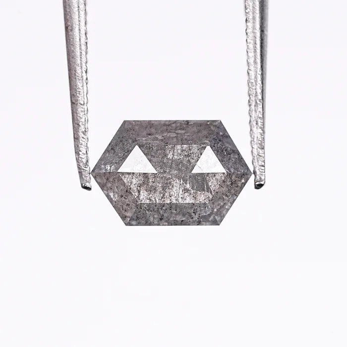 1.28 CT, Hexagon Geometric Shape Gray Salt & Pepper Diamond