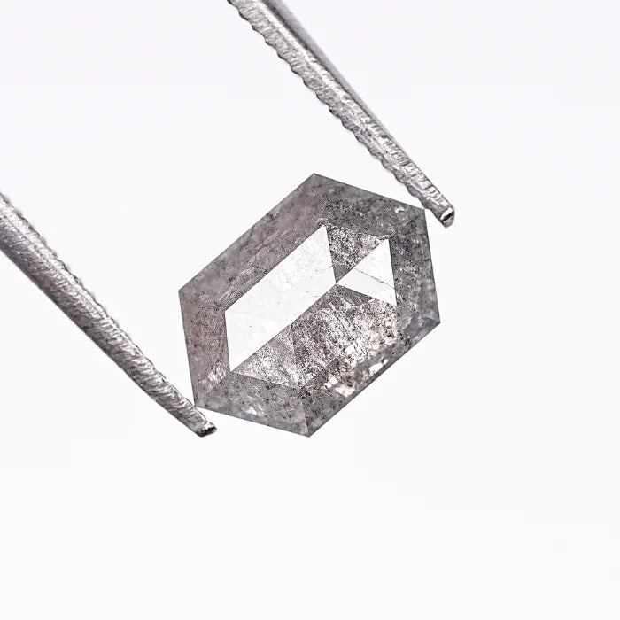 1.28 CT, Hexagon Geometric Shape Gray Salt & Pepper Diamond