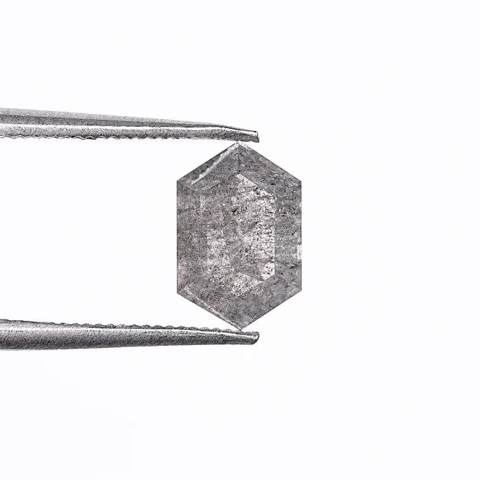 1.28 CT, Hexagon Geometric Shape Gray Salt & Pepper Diamond