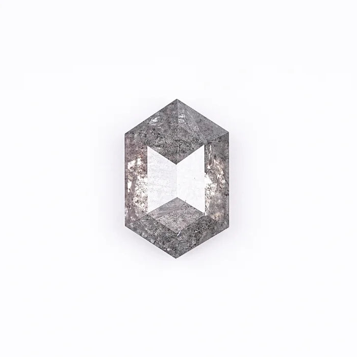 1.28 CT, Hexagon Geometric Shape Gray Salt & Pepper Diamond