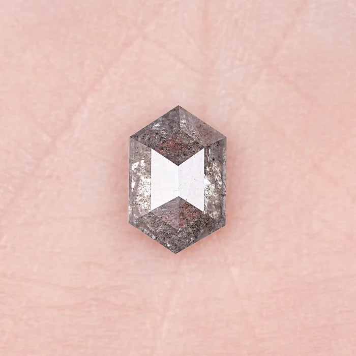 1.28 CT, Hexagon Geometric Shape Gray Salt & Pepper Diamond