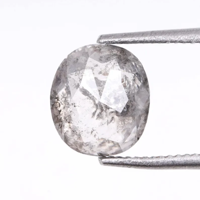 1.29 CT Oval Cut Salt and Pepper Full Cut Diamond