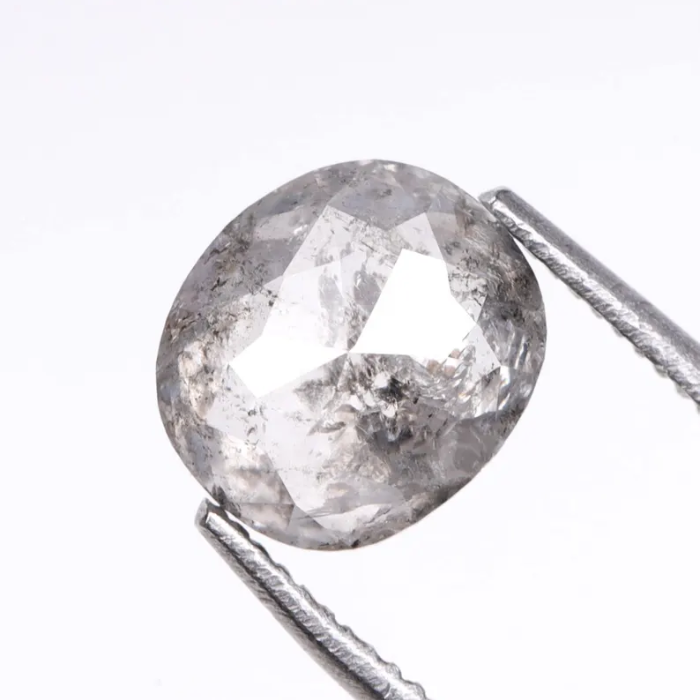 1.29 CT Oval Cut Salt and Pepper Full Cut Diamond