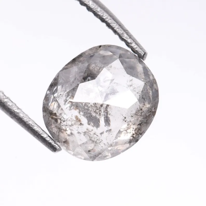 1.29 CT Oval Cut Salt and Pepper Full Cut Diamond