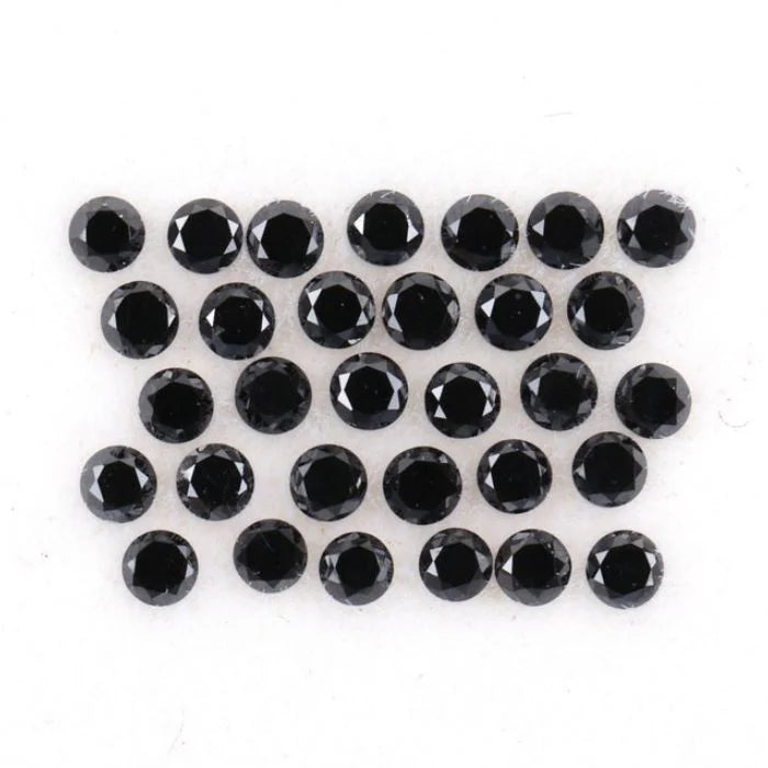 1.30 MM Round Brilliant Cut Black Natural Loose Diamond - Minimal Carbon