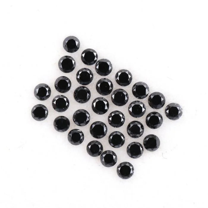 1.30 MM Round Brilliant Cut Black Natural Loose Diamond - Minimal Carbon