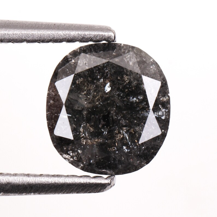 1.34 CT Oval Cut Loose Earth Mined Salt And Pepper Diamond