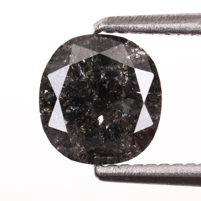1.34 CT Oval Cut Loose Earth Mined Salt And Pepper Diamond