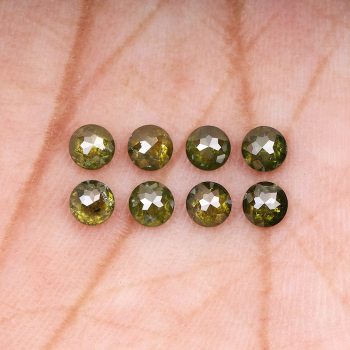 1.39 CT, 3.30 MM | Enhanced Green Color Diamond | Round Rose Cut Diamond - Minimal Carbon