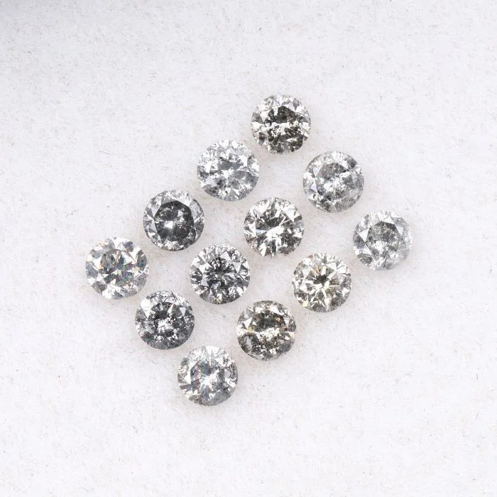 1.40 MM Salt & Pepper Round Brilliant Cut Melee Diamond
