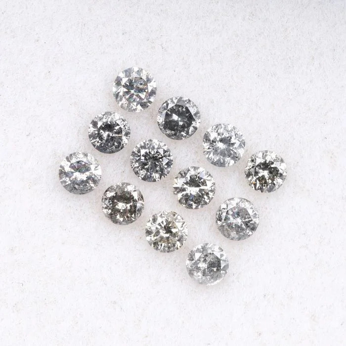 1.40 MM Salt & Pepper Round Brilliant Cut Melee Diamond