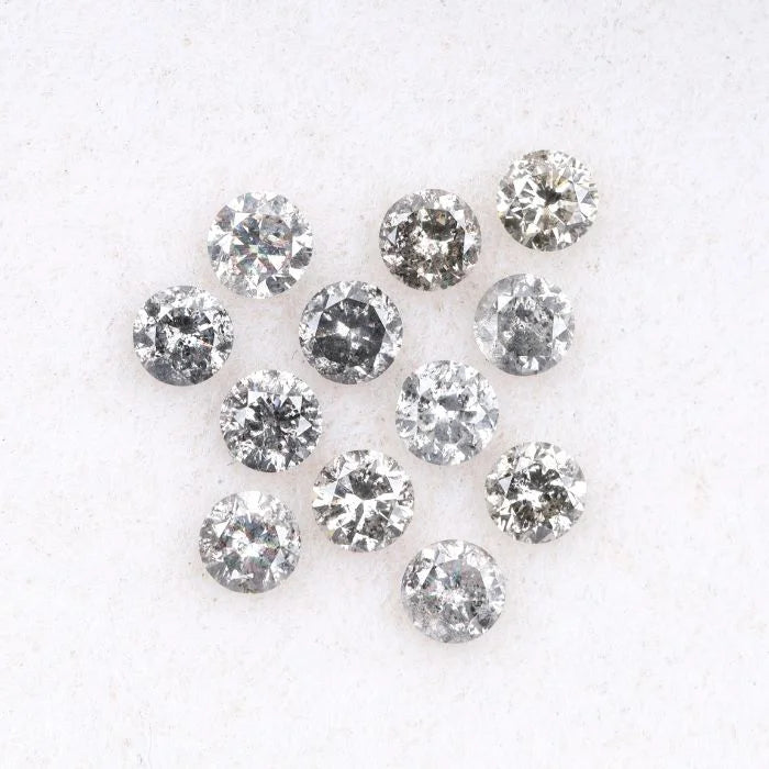 1.40 MM Salt & Pepper Round Brilliant Cut Melee Diamond