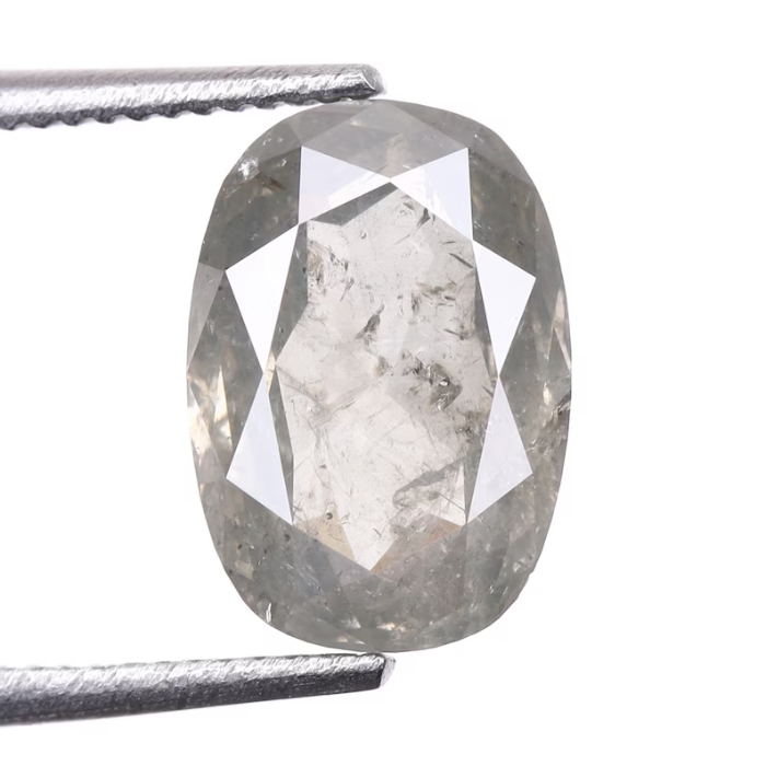 1.50 CT Oval Cut Salt and Pepper Natural Loose Diamond - Minimal Carbon