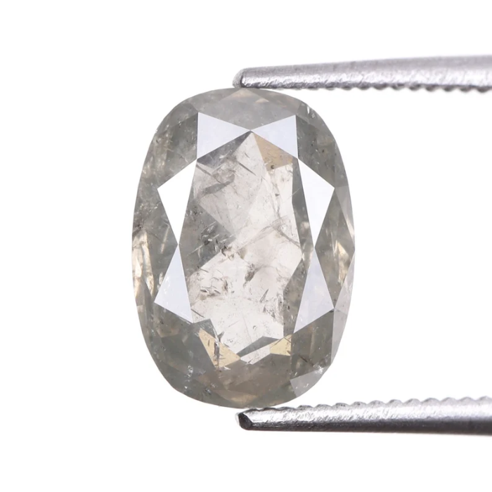 1.50 CT Oval Cut Salt and Pepper Natural Loose Diamond - Minimal Carbon