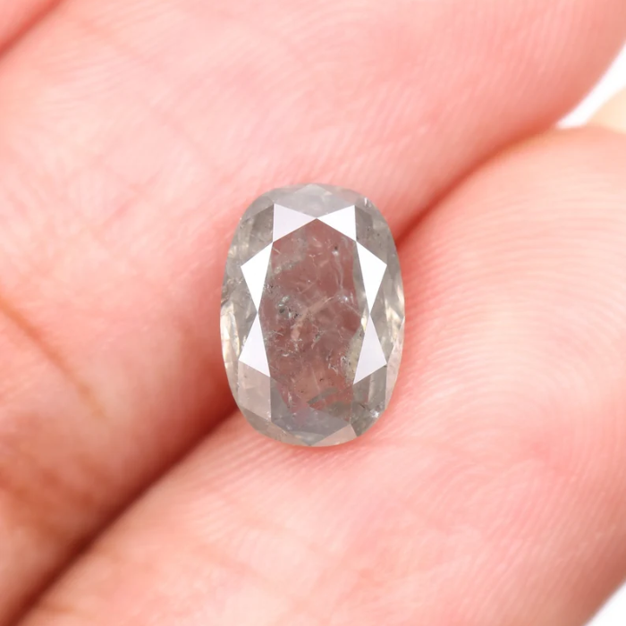 1.50 CT Oval Cut Salt and Pepper Natural Loose Diamond - Minimal Carbon