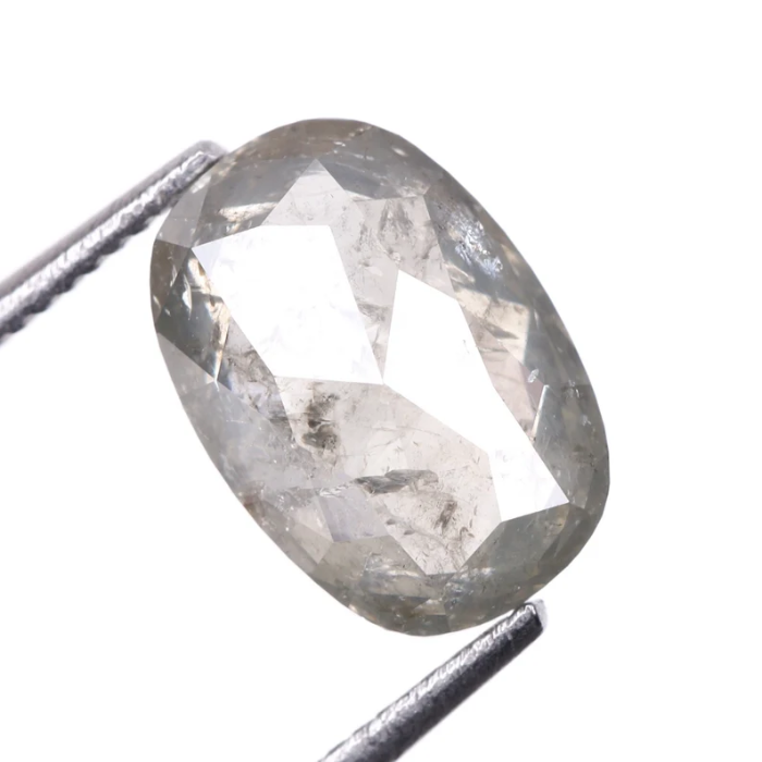 1.50 CT Oval Cut Salt and Pepper Natural Loose Diamond - Minimal Carbon
