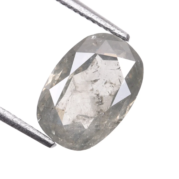 1.50 CT Oval Cut Salt and Pepper Natural Loose Diamond - Minimal Carbon