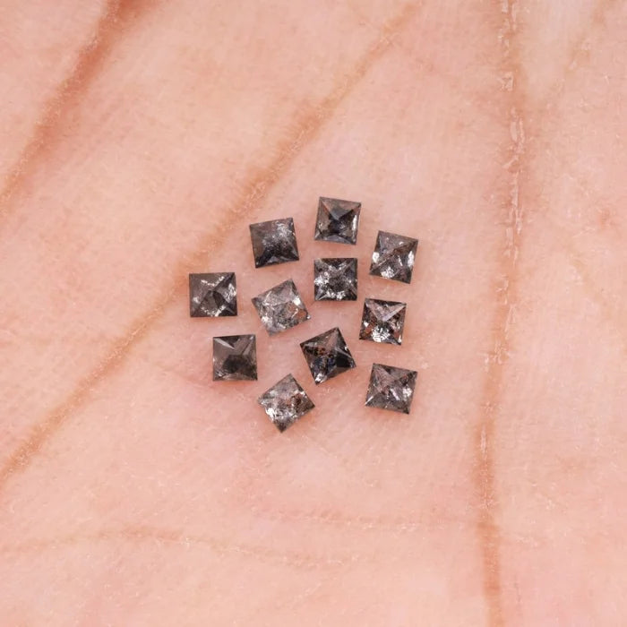 1.50 MM Princess Cut Salt And Pepper Melee Diamond