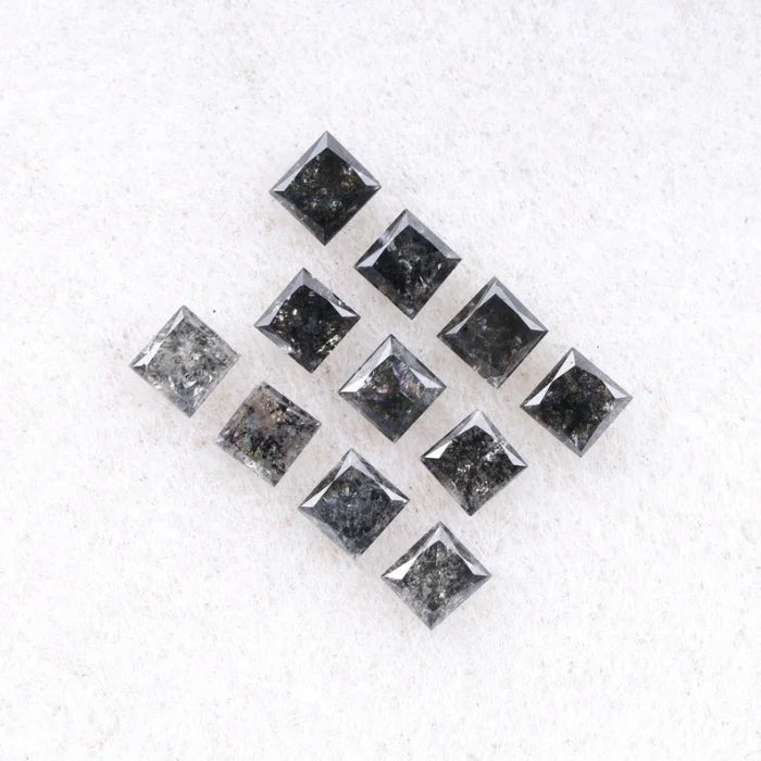 1.50 MM Princess Cut Salt And Pepper Melee Diamond