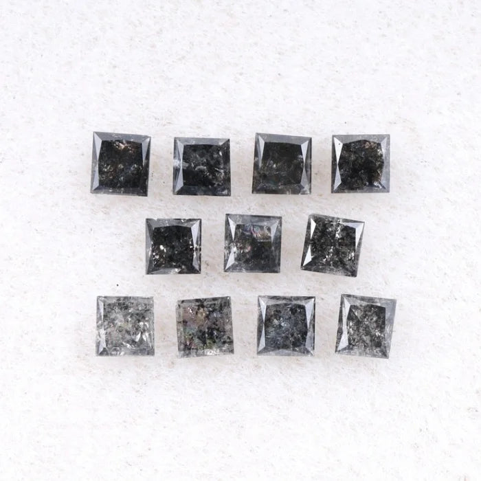 1.50 MM Princess Cut Salt And Pepper Melee Diamond