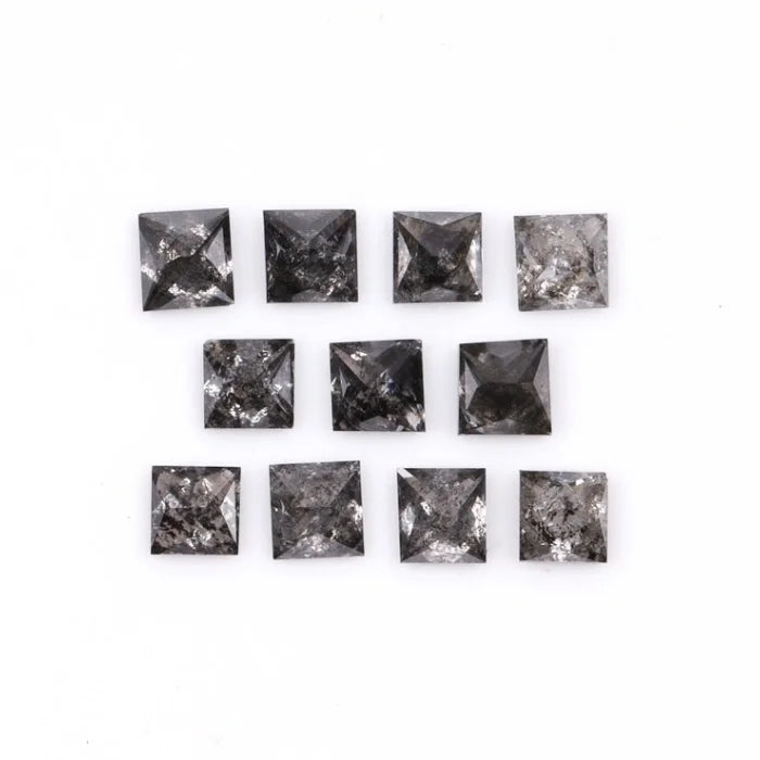 1.50 MM Princess Cut Salt And Pepper Melee Diamond
