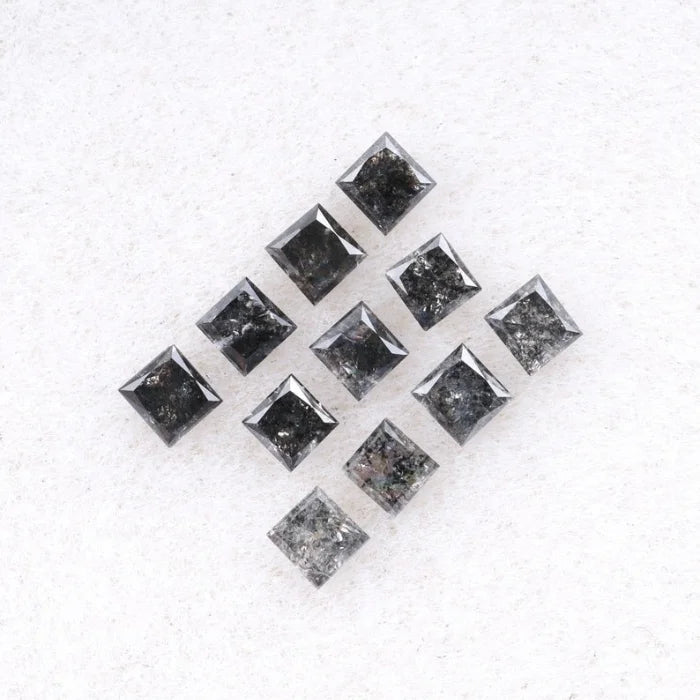 1.50 MM Princess Cut Salt And Pepper Melee Diamond