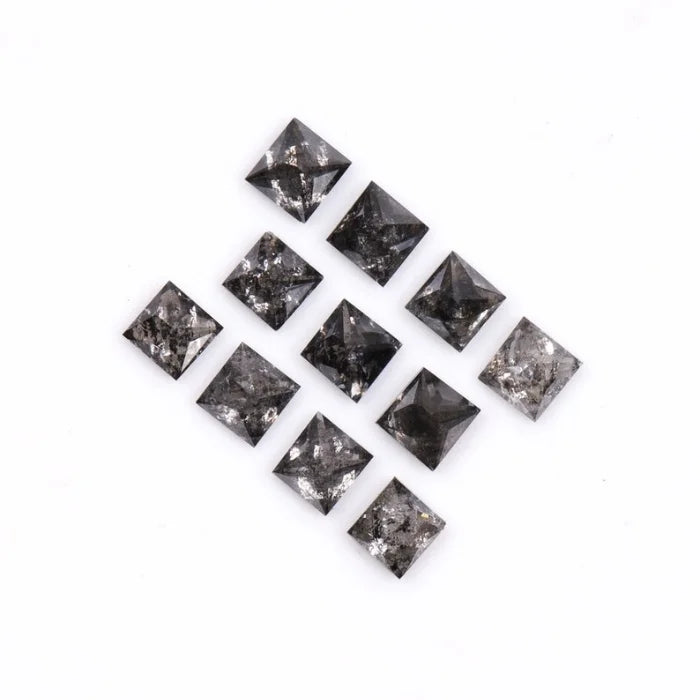 1.50 MM Princess Cut Salt And Pepper Melee Diamond