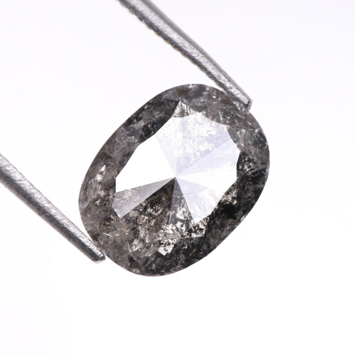 1.57 CT Oval Cut Natural Salt And Pepper Diamond