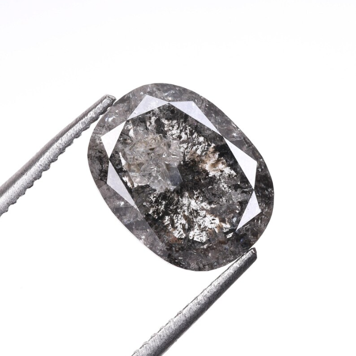 1.57 CT Oval Cut Natural Salt And Pepper Diamond