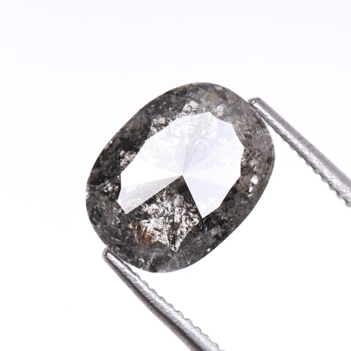 1.57 CT Oval Cut Natural Salt And Pepper Diamond