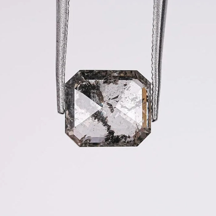 1.58 CT, Emerald Brilliant Cut Salt & Pepper Loose Diamond