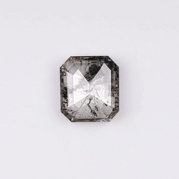 1.58 CT, Emerald Brilliant Cut Salt & Pepper Loose Diamond