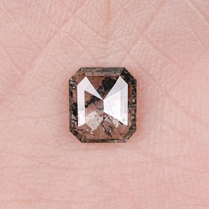 1.58 CT, Emerald Brilliant Cut Salt & Pepper Loose Diamond