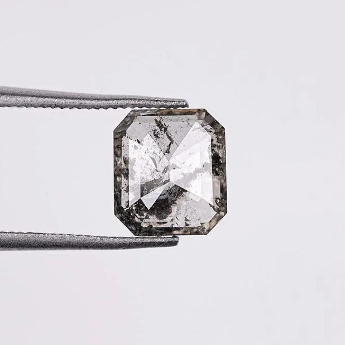 1.58 CT, Emerald Brilliant Cut Salt & Pepper Loose Diamond