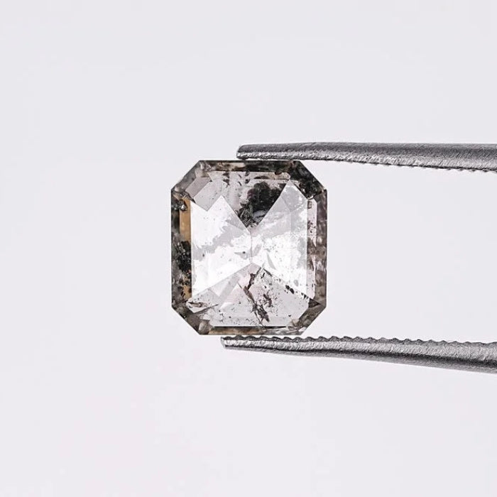 1.58 CT, Emerald Brilliant Cut Salt & Pepper Loose Diamond
