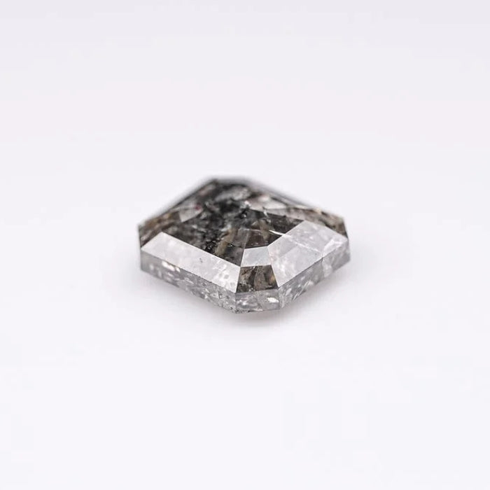 1.58 CT, Emerald Brilliant Cut Salt & Pepper Loose Diamond